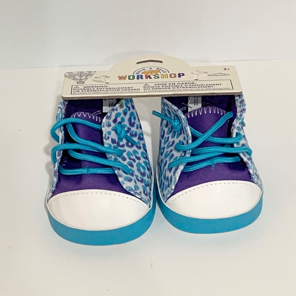 Build A Bear Rare Blue and Purple Leopard Print High Tops